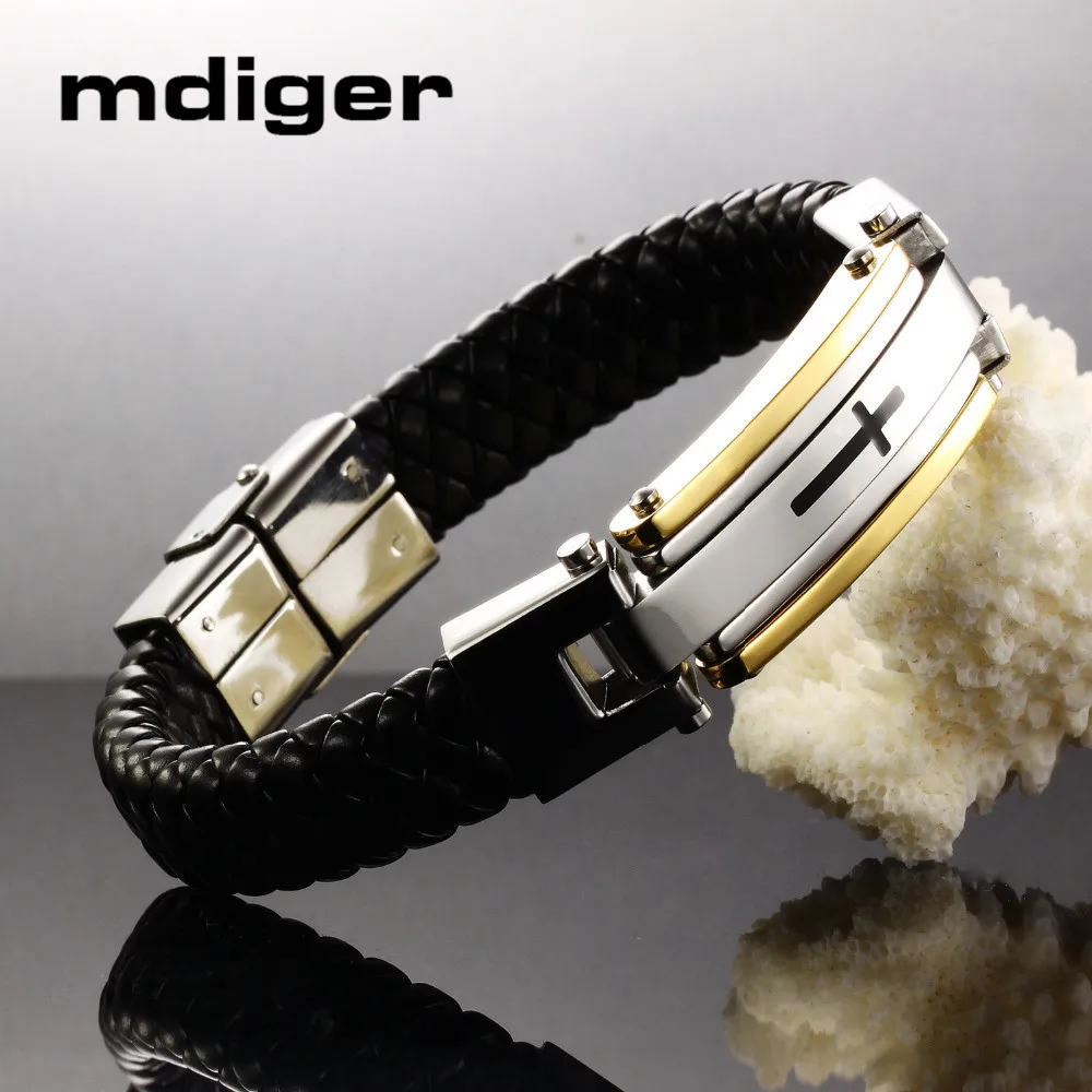 Mdiger смешанный 2 шт/партия черный плетеный кожаный браслет для мужчин браслеты с