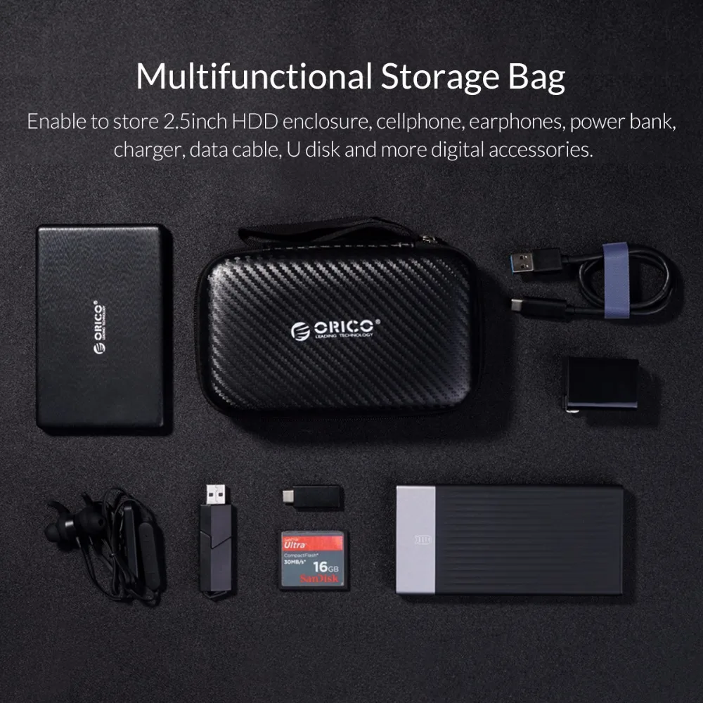ORICO чехол для хранения, сумка, переносная Защитная сумка для HDD, сумка для наушников, аксессуары, чехол для 2,5, чехол для жесткого диска, USB кабель, внешний аккумулятор