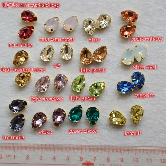 

free shippment!36pcs/lot 10*14mm waterdrop crystal highest quality K9 stones sew on crystals rhinestones very shiny