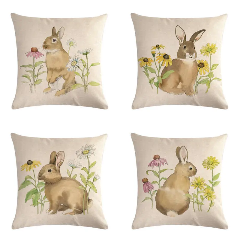 

Rabbit Pattern Printed Throw Pillow Cover 45x45cm Cushion Covers Animal Pillow Case for Home Sofa Decorations Pillowcase