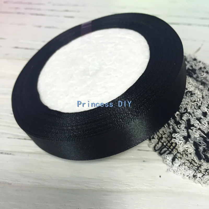 Атласная лента разных размеров 6 черного цвета для украшения свадебной вечеринки