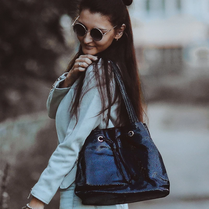 Женская большая сумка ведро из натуральной кожи REALER|bucket bag|tote bagmessenger bag |