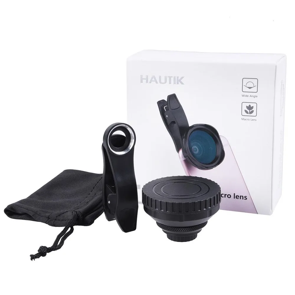 2 in 1 Phone Camera Lens Macro Wide Angle Black | Электроника