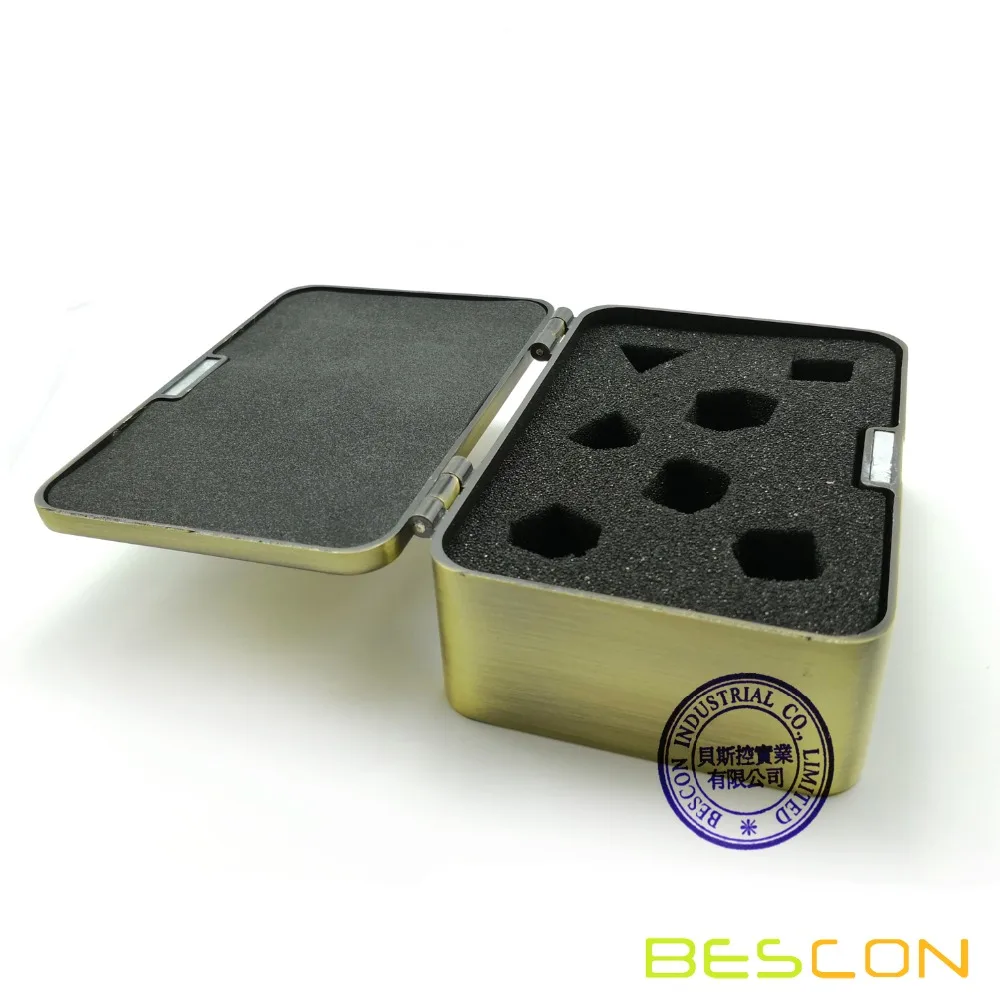 Bescon Делюкс сверхпрочная латунная металлическая коробка с кубиками для 7 шт многогранный набор костей для ролевых игр