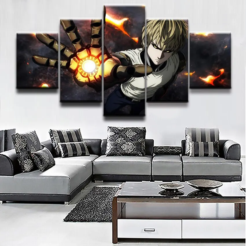 Украшение для дома настенное искусство 5 панелей аниме One-Punch Man Genos картина на