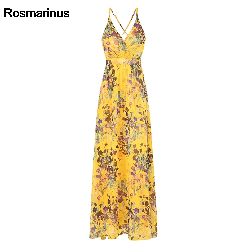 Rosmarinus Boho Цветочное платье женское летнее с глубоким v образным вырезом без