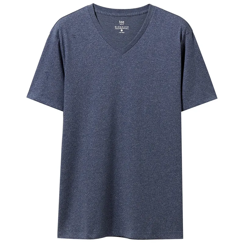 44Blue Giordano футболка сплошного цвета с V-образным вырезом slim fit с короткими рукавами,выполнена в нескольких цветах и имеет широкий размерный ряд - Цвет: 44Blue