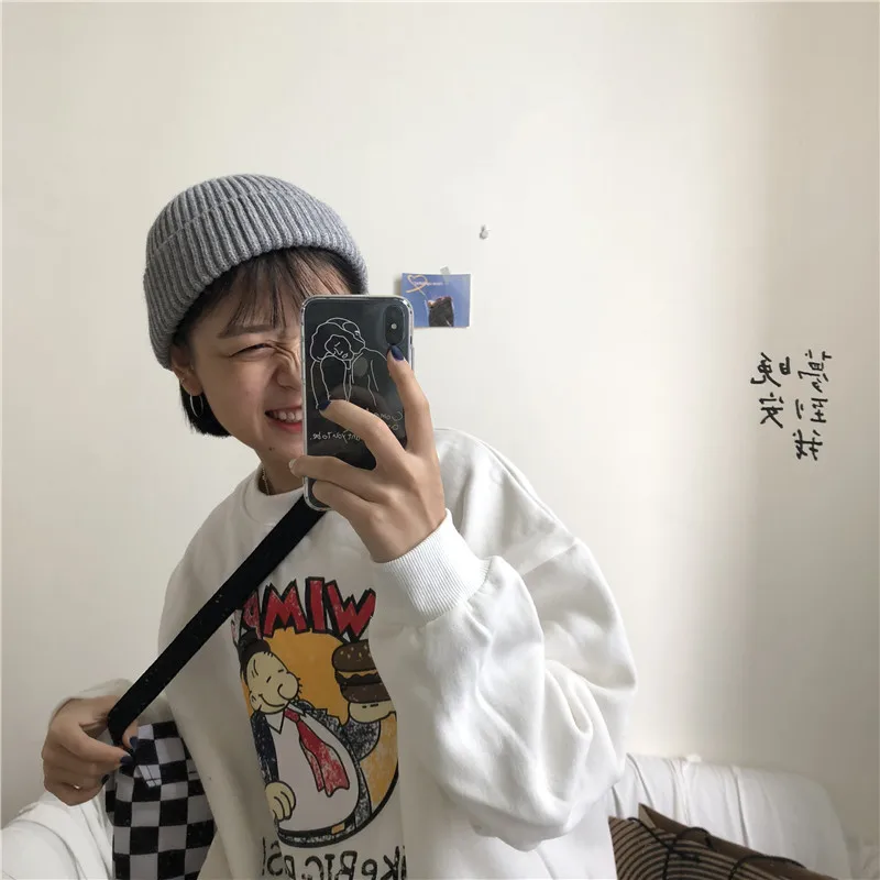 YouGeMan лучшие друзья Толстовка Осень Зима Ulzzang Harajuku Винтаж Забавный флисовый пуловер толстовки для женщин с длинным рукавом пот