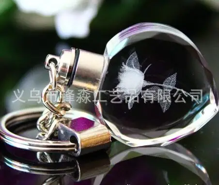 Красочные светодиодные брелки в форме цветка сердца автомобильные Хрустальный