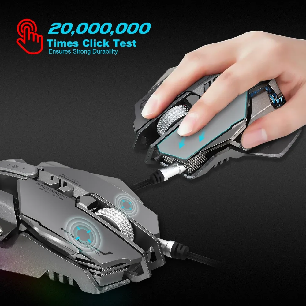ZERODATE X300GY 3200 dpi USB Проводная конкурентоспособная игровая мышь 7 кнопок светодиодный механический Макросъемка Программирование игровой мыши