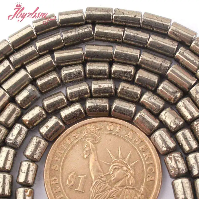 Бусины Из пирита в форме колонки 4 Х6 мм бусины из натурального камня для