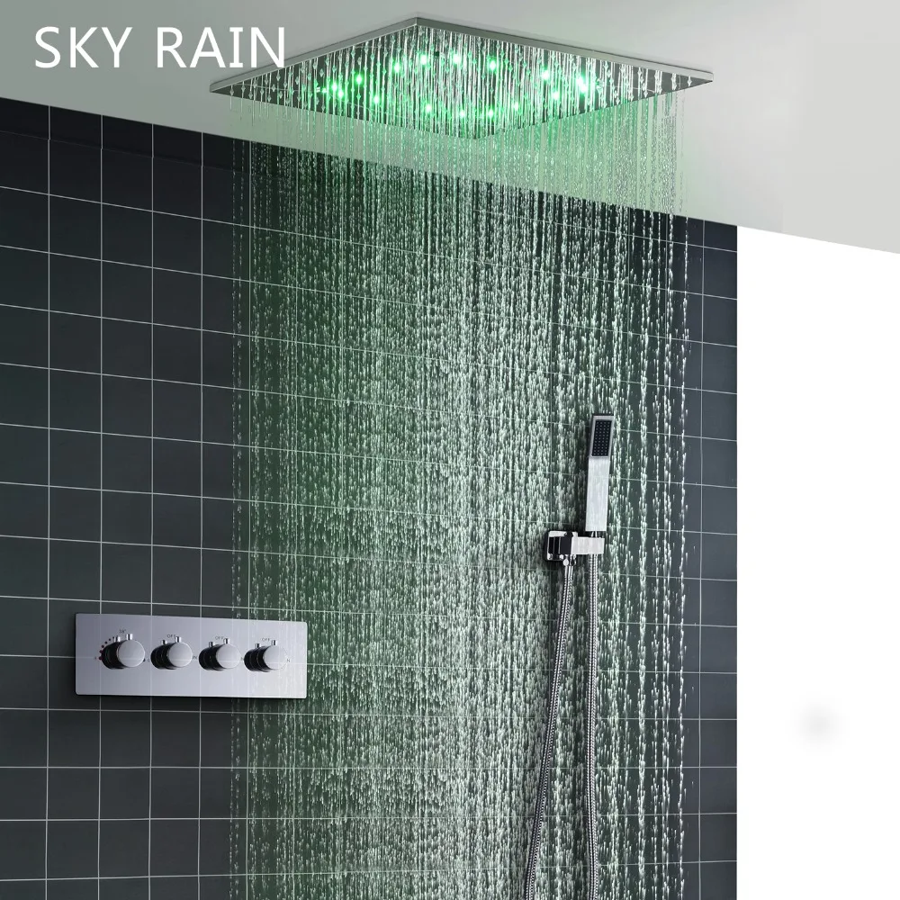 SKY RAIN ванная комната светодиодный набор для душа дождевой массаж спа туман квадратная душевая головка с термостатическим клапаном