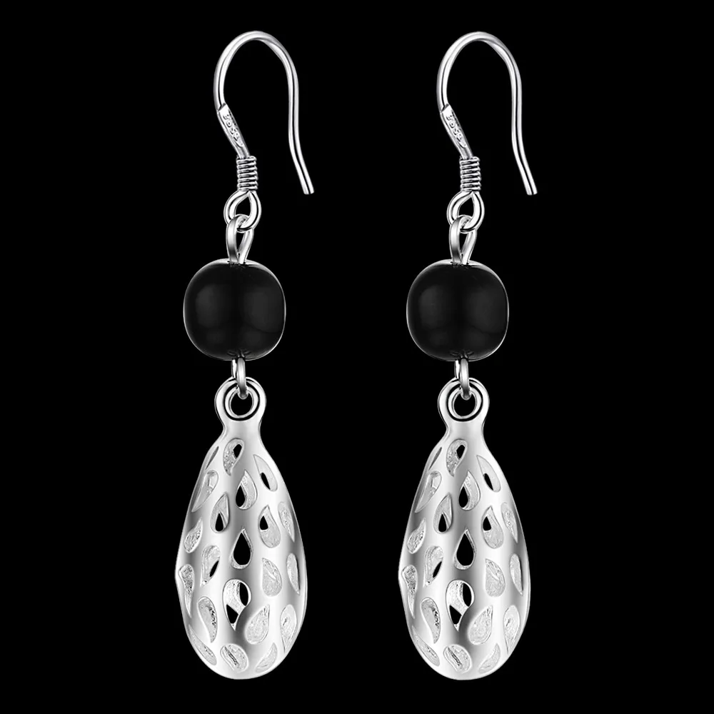 Люстра серебро и черный шар Висячие серьги для женщин преувеличенные Свадебные