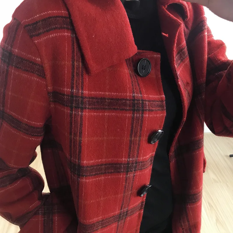 

Europe And The United States Double-Sided Cashmere Coat Female Plaid Autumn New Warm Coat Lap Collar Coat Windbreaker YZH506