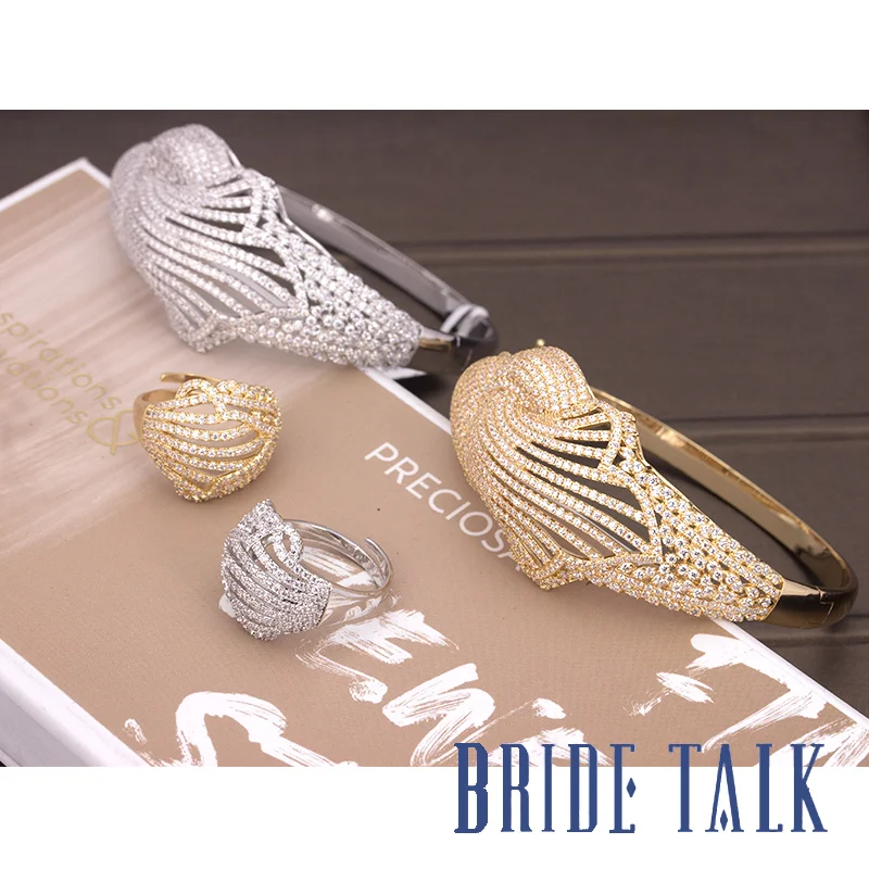 Женский Набор браслетов и колец Bridetalk витая линия с кубическим цирконием