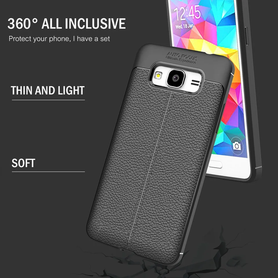 Litchi ПУ кожа чехол для samsung Galaxy J2 Prime Обложка Мода мягкий силиконовый задняя крышка