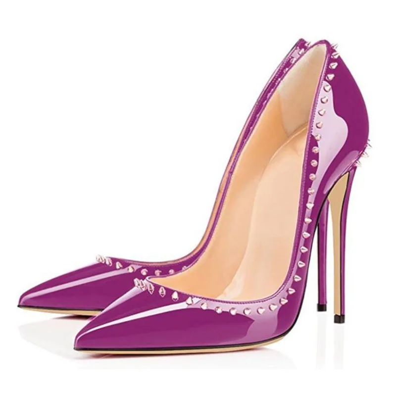 

ISNOM Big Size 33-45 Occident Super High Heels Women Pumps Pointed Toe Shoes Shallow Rivet Footwear Fashion Female Party Shoes