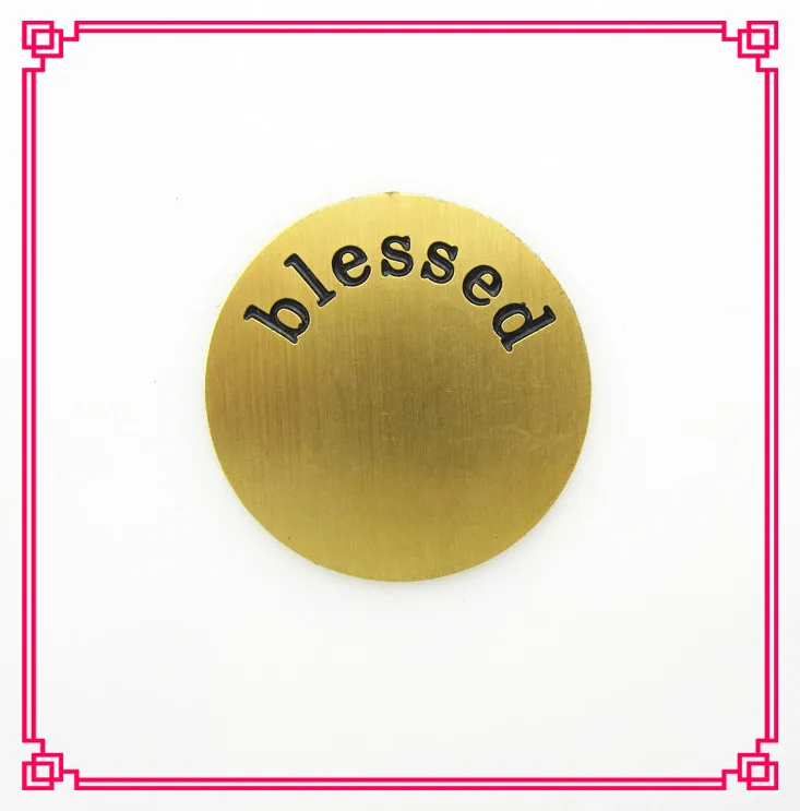 

Hot selling stainless steel 22mm large disk gold blessed floating window plate fit for 30mm glass floating locket