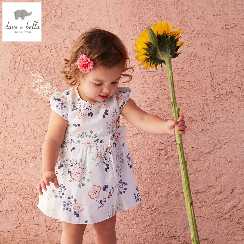 DB4467 dave bella summer baby girls dandelion printed dress princess kids birthday party costumes | Детская одежда и обувь