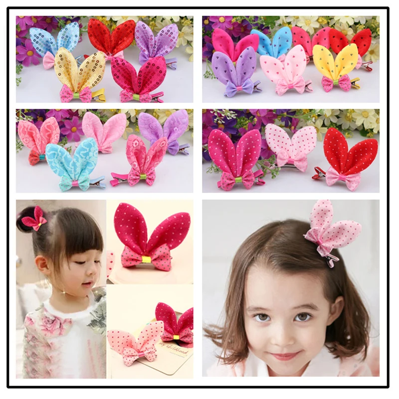 

Милые заколки для волос для маленьких девочек, Шпилька для волос с искусственными ушками, заколка с милым бантом из смолы и бриллиантами, де...