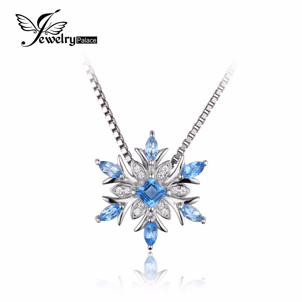Jewelrypalace Снежинка из натуральной SWIS голубой топаз Твердые 925 серебряный кулон