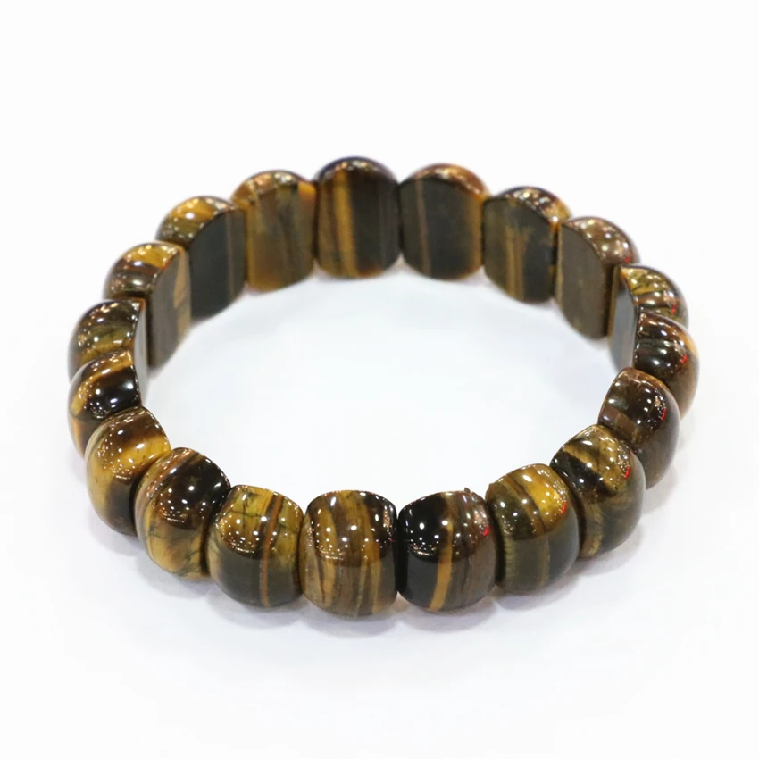Bracelets &amp Bangles For Women Natural Stone Tiger Eyes Yellow Geometry Beads Manual 11x15mm Strand Men Diy Jewelry 7.5inch B3274 |