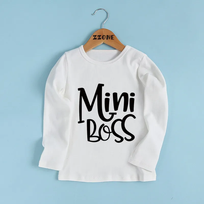 Детская забавная повседневная одежда футболка с надписью MINI BOSS для мальчиков и