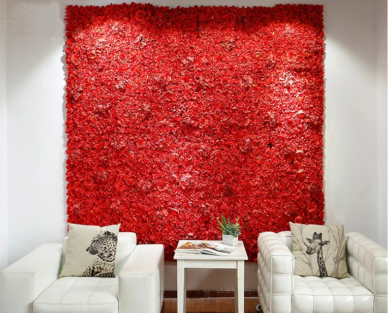 

Red Flower Backdrop Wedding Flower Wall Artifical Rose Stage Decoration 2.4M X 2.4M