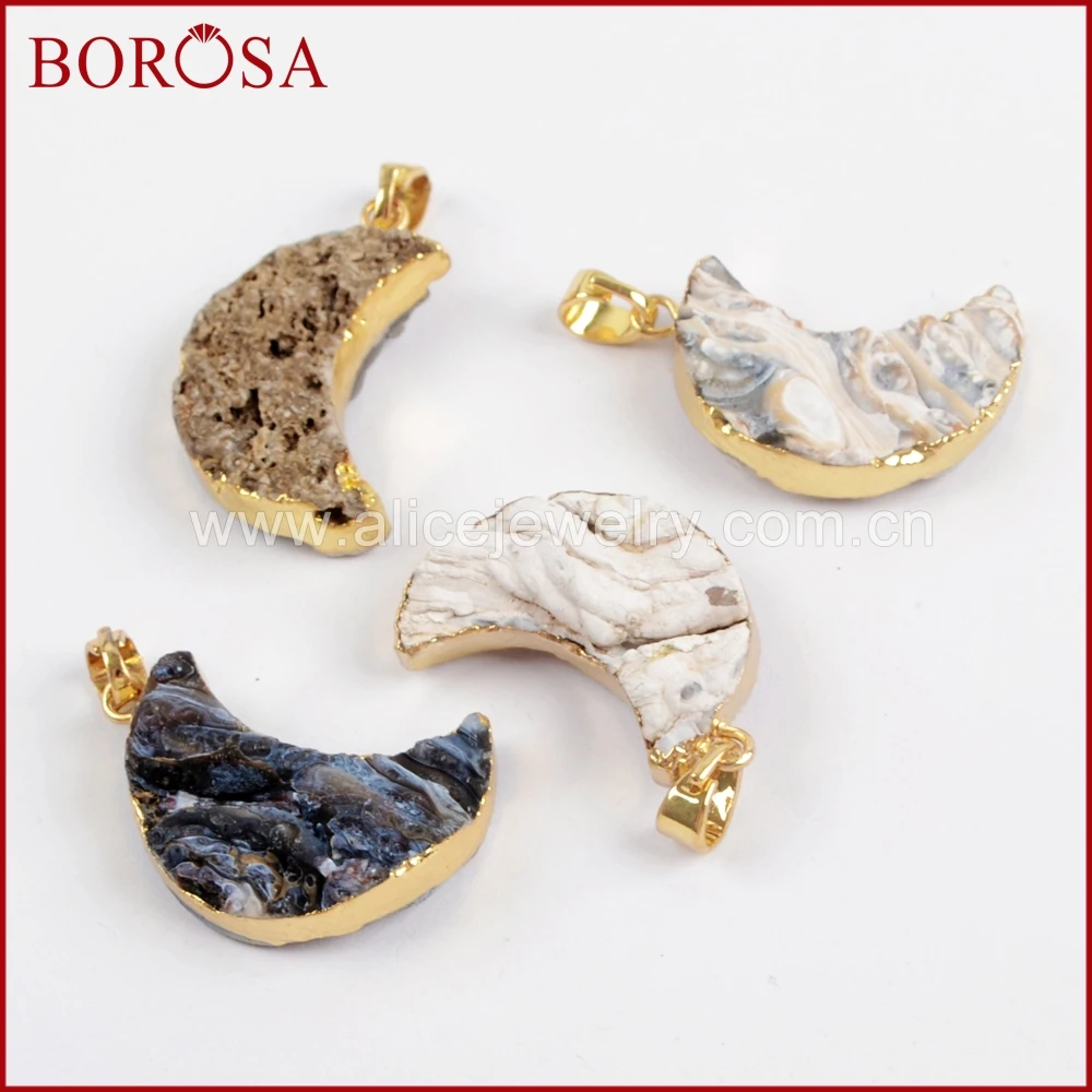 Бусины-подвески BOROSA из титана радуги Луны кварца для ожерелья ювелирные изделия