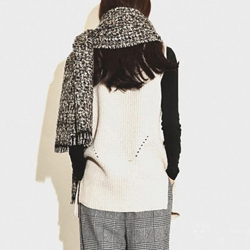 TANGNEST Мода полушерстяные Свитер Жилет 2016 г. новые женские Твердые Бежевый серый