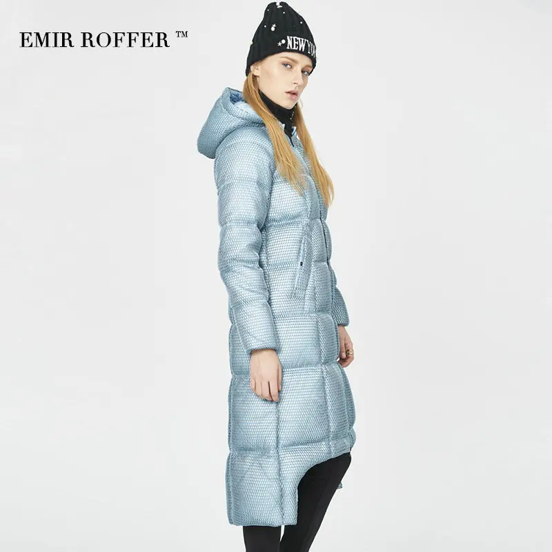 EMIR ROFFER 2017 модный женский пуховик меш большой размер асимметричная длинная теплая