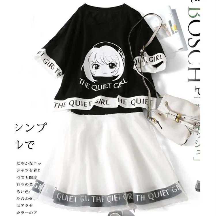 Прекрасная одежда комплект Для женщин летний костюм Двойка для девочек с героями