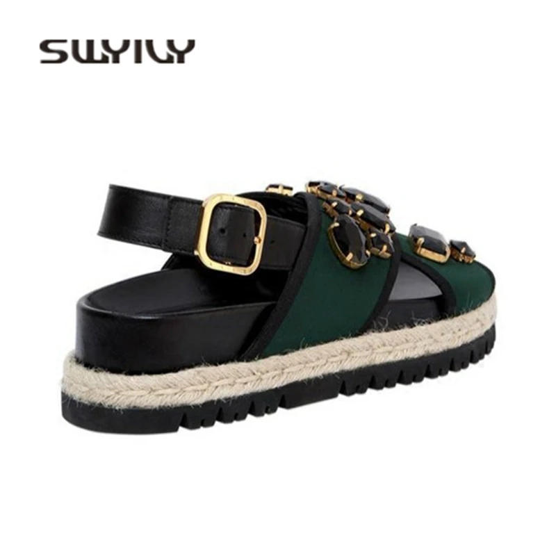 Женские сандалии SWYIVY на платформе со стразами каждый день с перекрестными