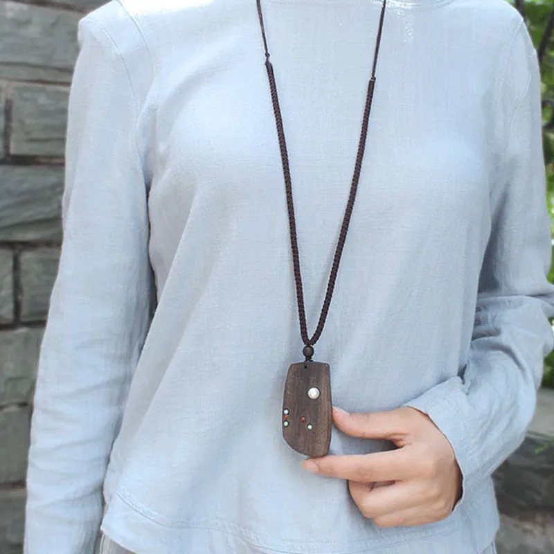 Янтинг нерегулярная деревянная подвеска ожерелье Геометрическая Этническая