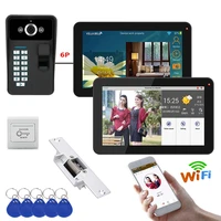 9 inch 2 monitors wired wireless wifi fingerprint video door phone doorbell intercom system with electric strike lock