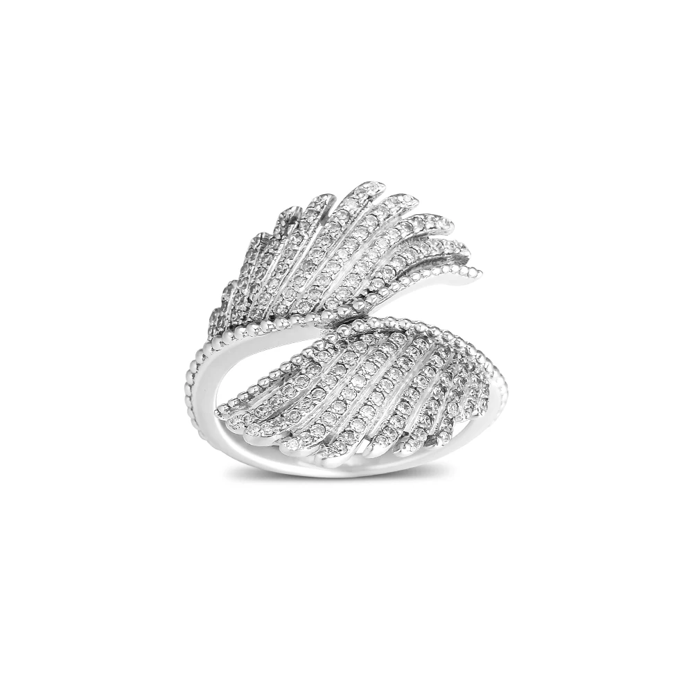 

Majestic Feathers Rings 100% 925 Sterling Silver Jewelry with Clear CZ Free Shipping