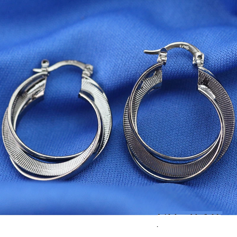 Женские и мужские серьги из серебра 925 пробы, с геометрическим рисунком