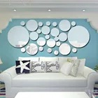 26 шт. декоративные зеркальные настенные наклейки серебряные круглые креативные современные настенные наклейки для спальни украшение для ванной комнаты