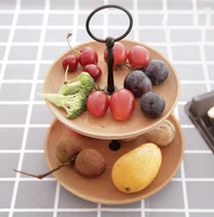 double fruit bowl natural round wooden plates beech wood tray cake snack plate dessert serving tray dishes