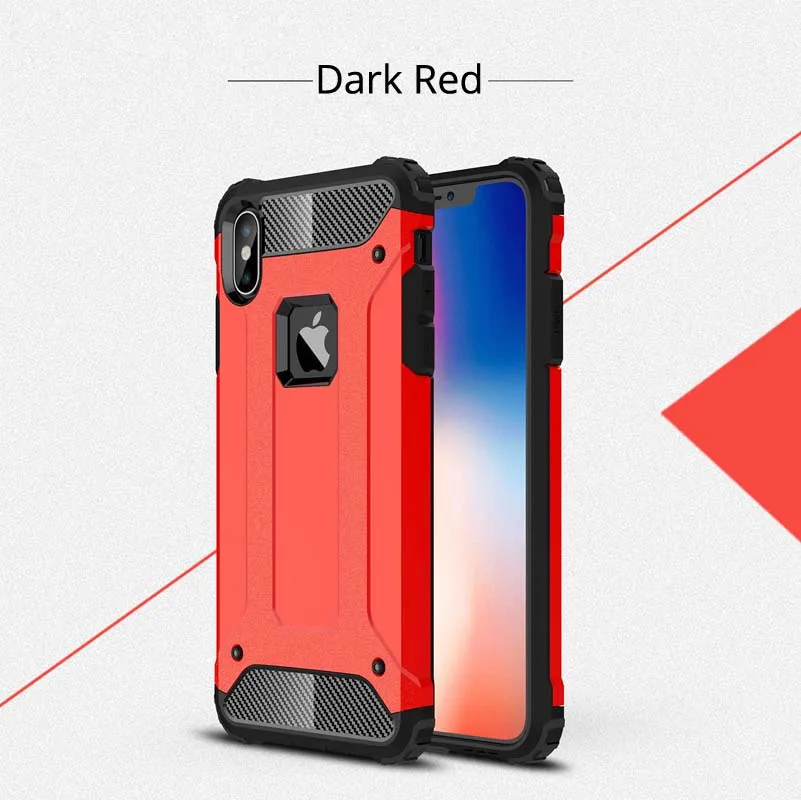 Чехол для iPhone 11 Pro Max XS XR X 8 Plus 7 6 6s 5S SE, чехол, защитный силиконовый противоударный Гибридный Твердый чехол для телефона на заднюю панель - Цвет: Dark Red
