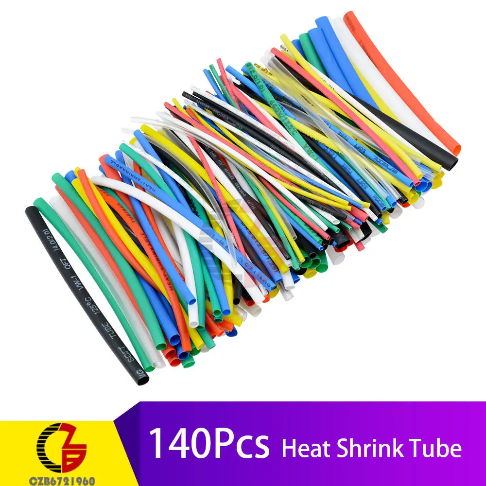140Pcs 127/140/164/328/530 шт. Ассорти Полиолефиновая термоусадочная трубка 2:1 не содержащий галогенов трубка Кабельные муфты Обёрточная бумага провод термоусадочная трубка - Цвет: 140Pcs