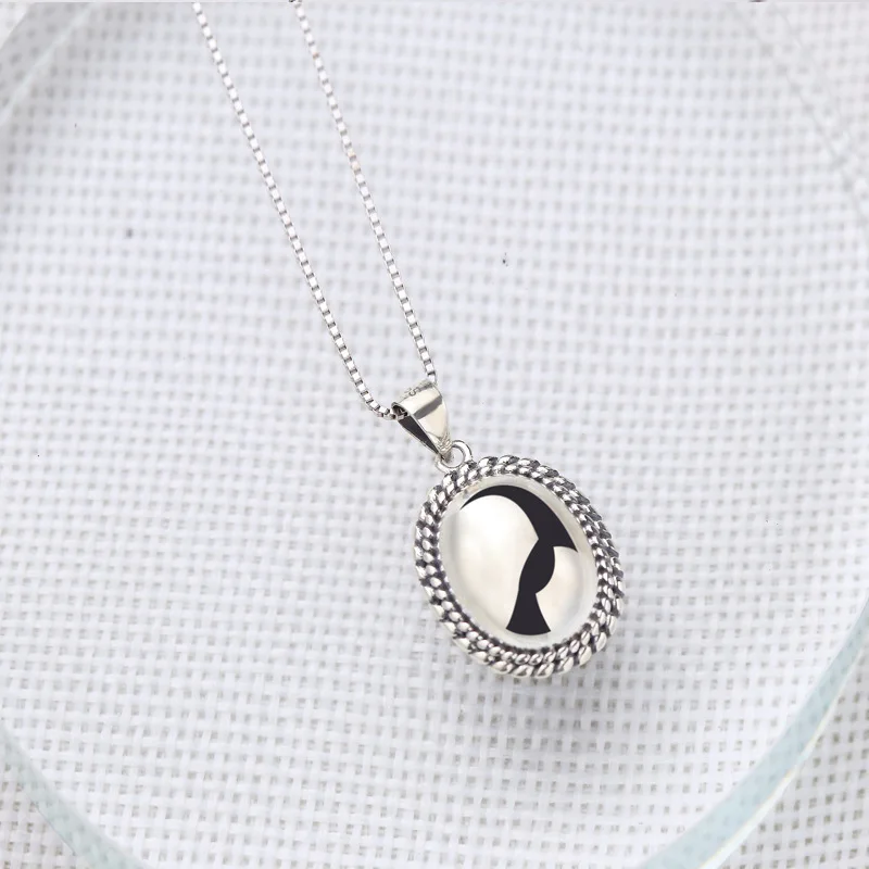 ABC Серебряное украшение S925 эллиптический зеркальный воротник Zodiaco signo signos collares para