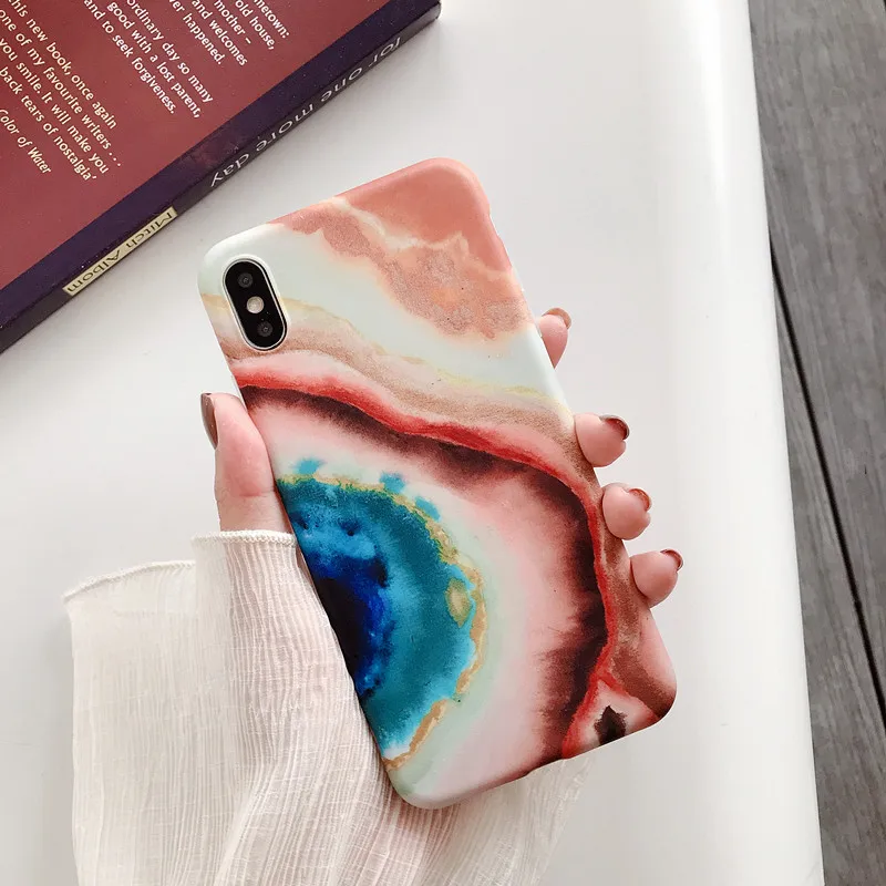 LACK ретро текстура мрамор мягкий IMD чехол для телефона для iPhone 11 11Pro Max X XS Max XR 6 6S 7 8 Plus карамельный цвет матовая задняя крышка