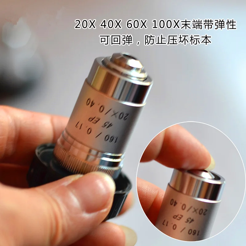 AIBOULLY Biological Microscope 195 Achromatic Objective Lens 10X/20X/40X/100X Mounting Aperture 20.2mm Plant Blood Animal Cell |