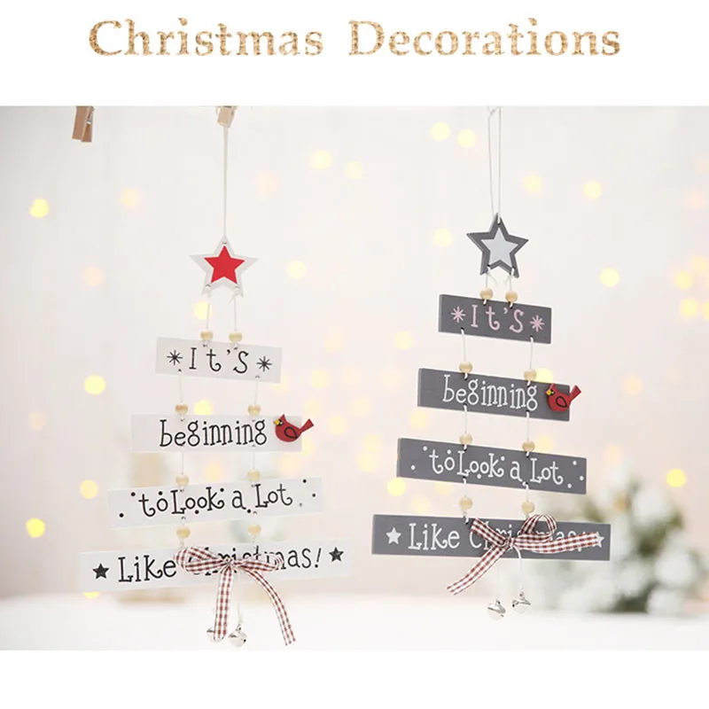 Веселые рождественские украшения для дерева Xmas письмо деревянный подвесной