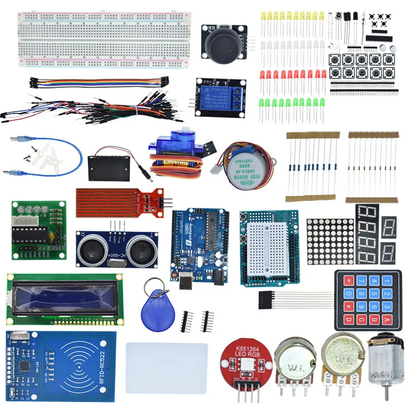Стартовый набор для Arduino Uno R3-Uno R3 макетная плата и держатель Шаг Мотор/сервопривод/1602 lcd/перемычка провода/UNO R3