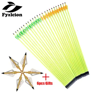 Охотничий стрельба из лука, 12 шт., 30 дюймов, флуоресцентный желтый лук, углеродная стрела + 6 шт. стрел, наконечники для стрел