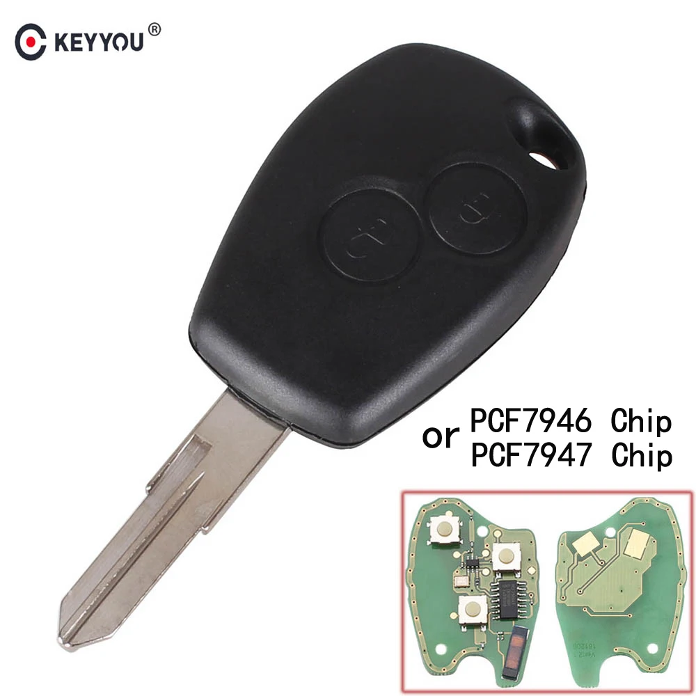 KEYYOU удаленной машине ключ 433 мГц 2 кнопки Keyless PCF7947 PCF7946 для Renault Megane Modus Clio Kangoo Logan Fob
