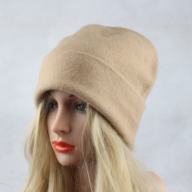 Модные зимние шляпы для женщин шерсть Skullies шляпа дамские шапочки Повседневная теплая вязаная шапка