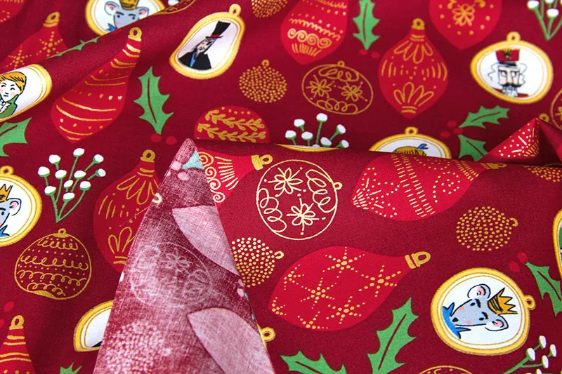 Half-Meter Cotton Fabric Patchwork Quilting Nutcracker Metallic Ornaments A | Дом и сад